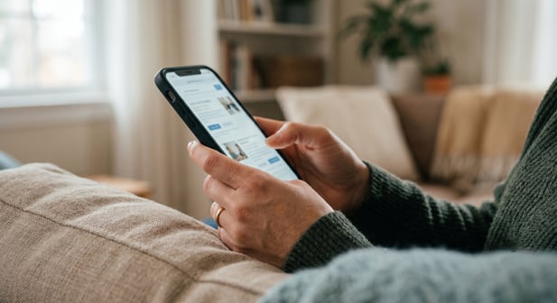 A close-up of a person looking at ratings of various behavioral health centers on Google