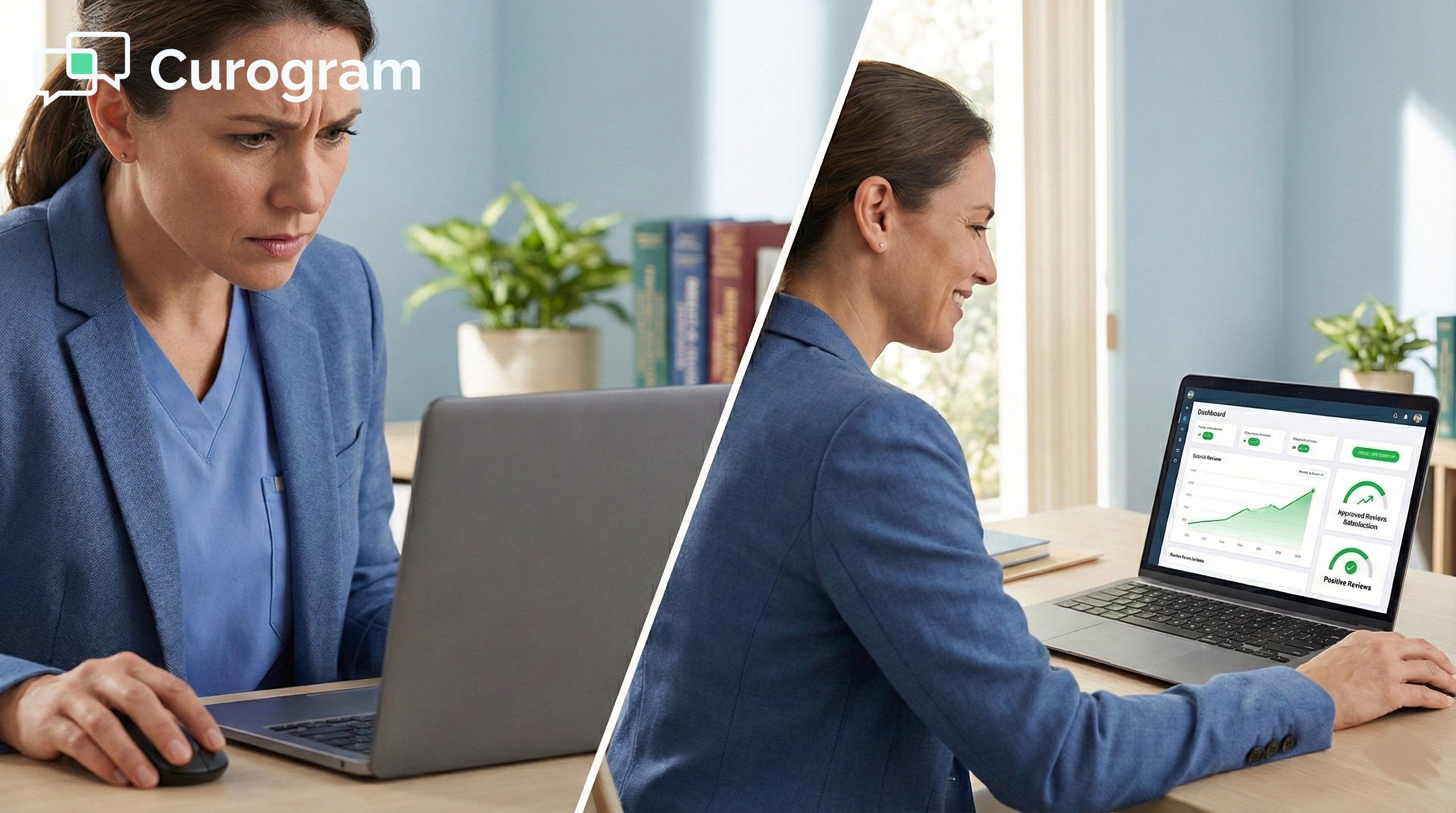 Medical professional responding to negative feedback vs tracking positive review trends