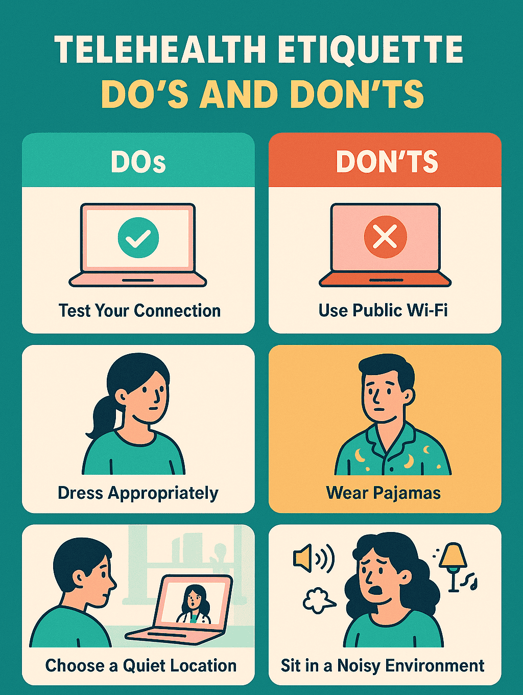 Do's and don'ts when preparing for a telehealth visit