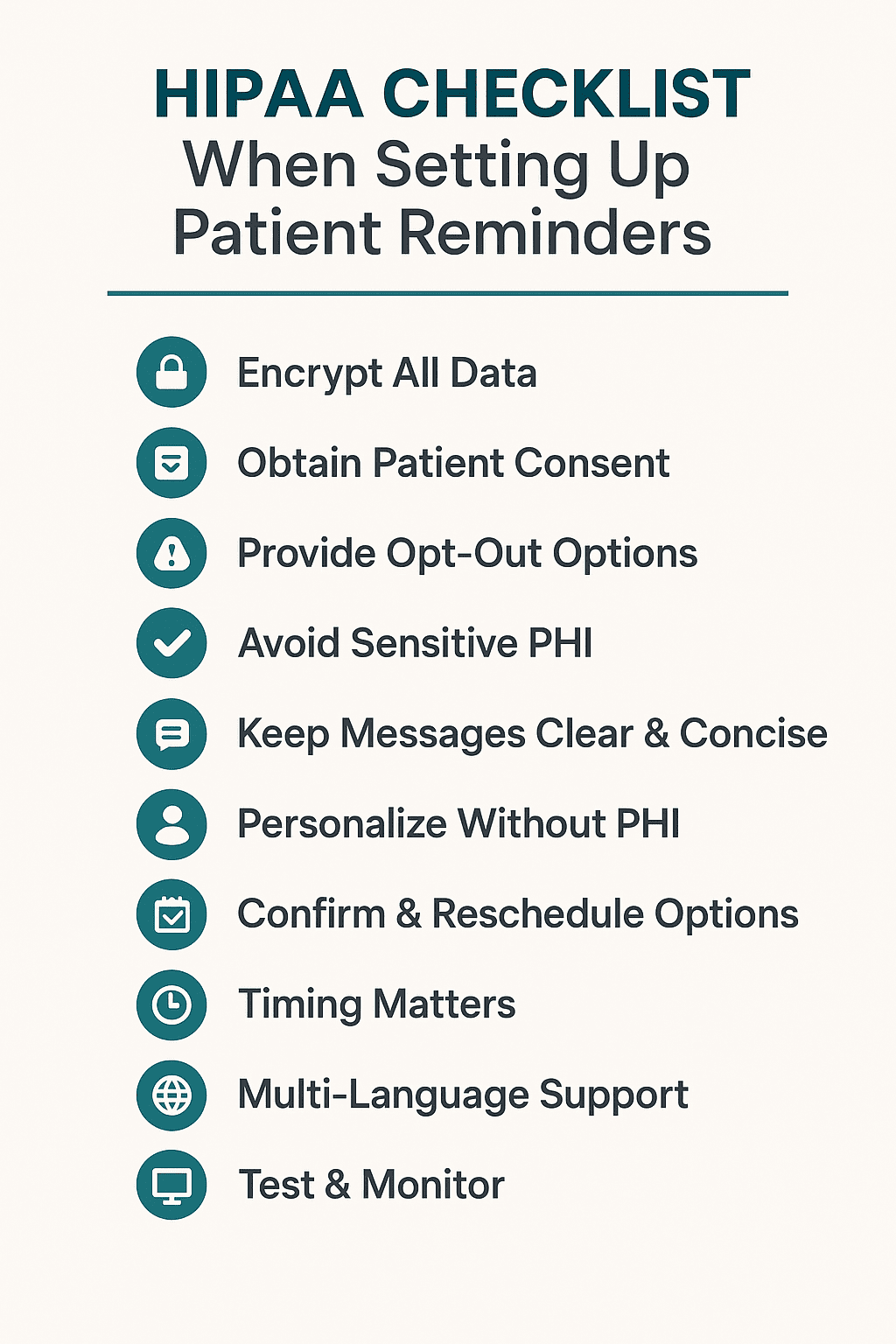 HIPAA compliance checklist when setting up automated appointment reminders in NextGen