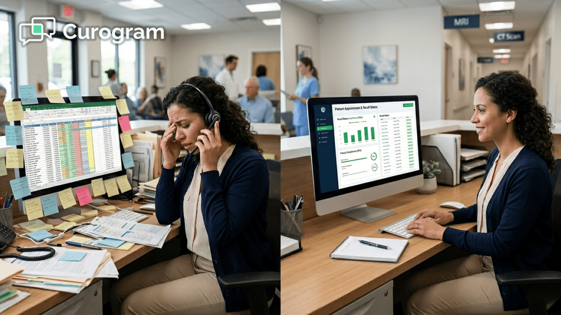Scheduling coordinator overwhelmed by recall spreadsheets vs. managing automated recall dashboard