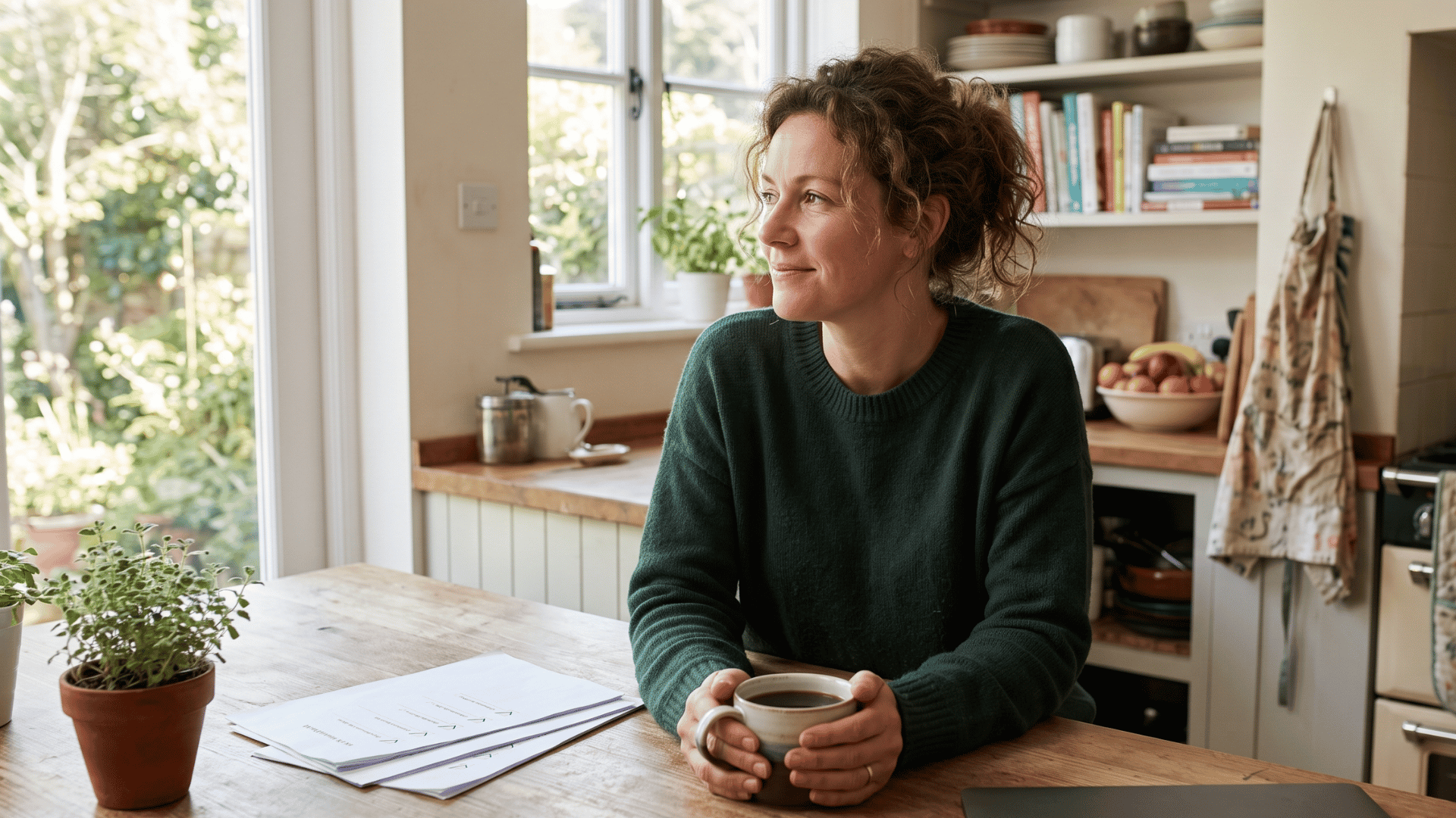 Adult relaxing at home, handling health tasks easily in daily life