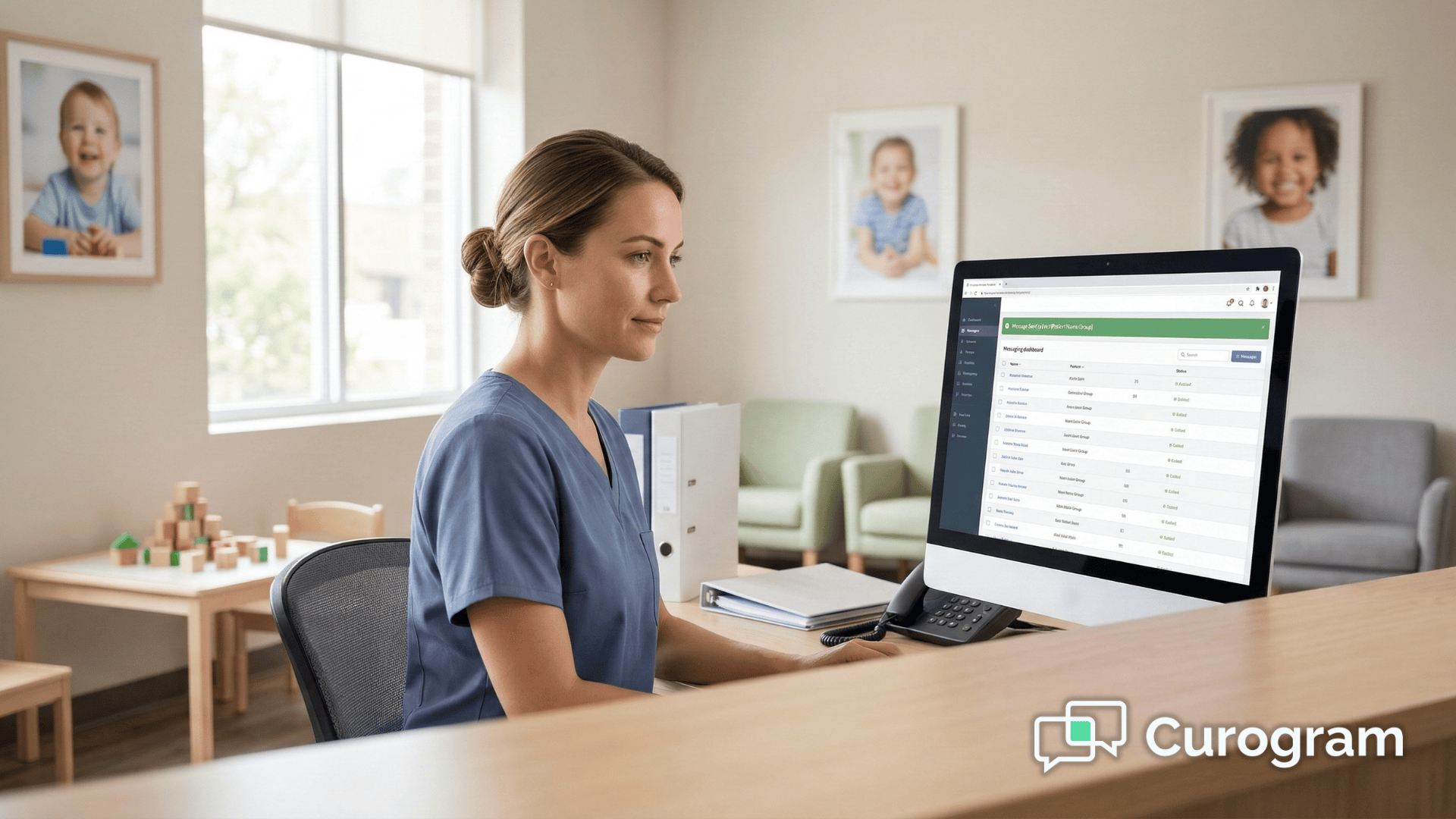 Front desk staff sending mass SMS alerts on Fusion Web Clinic dashboard