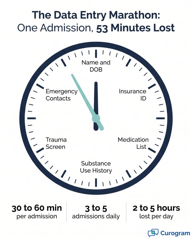 Healthcare infographic: time cost of manual patient data entry