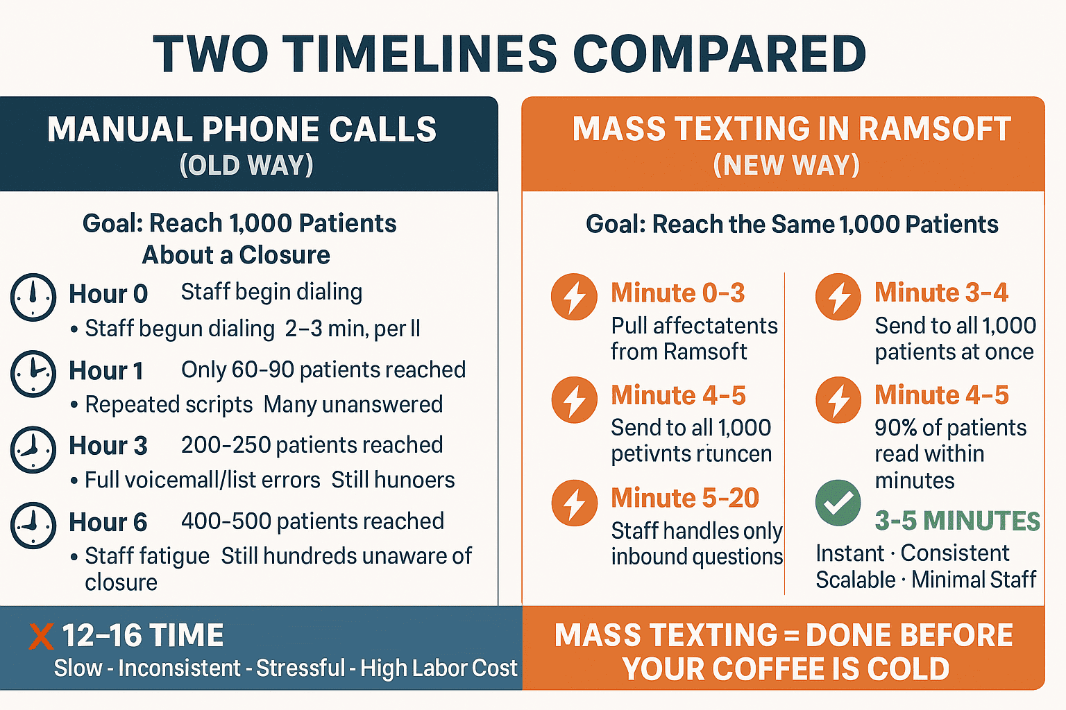 Manual calls vs mass texting for notifications