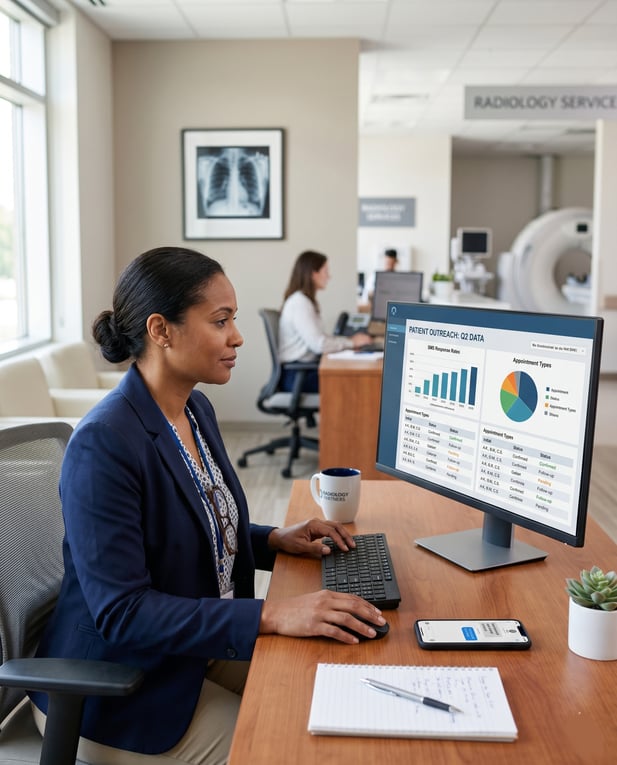 A radiology practice manager analyzing patient outreach data and SMS response rates