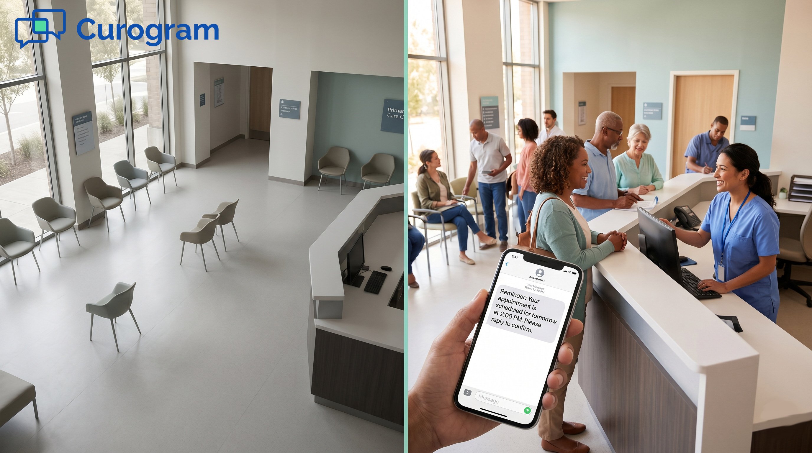 Comparison of empty clinic vs busy reception using SMS appointment reminders