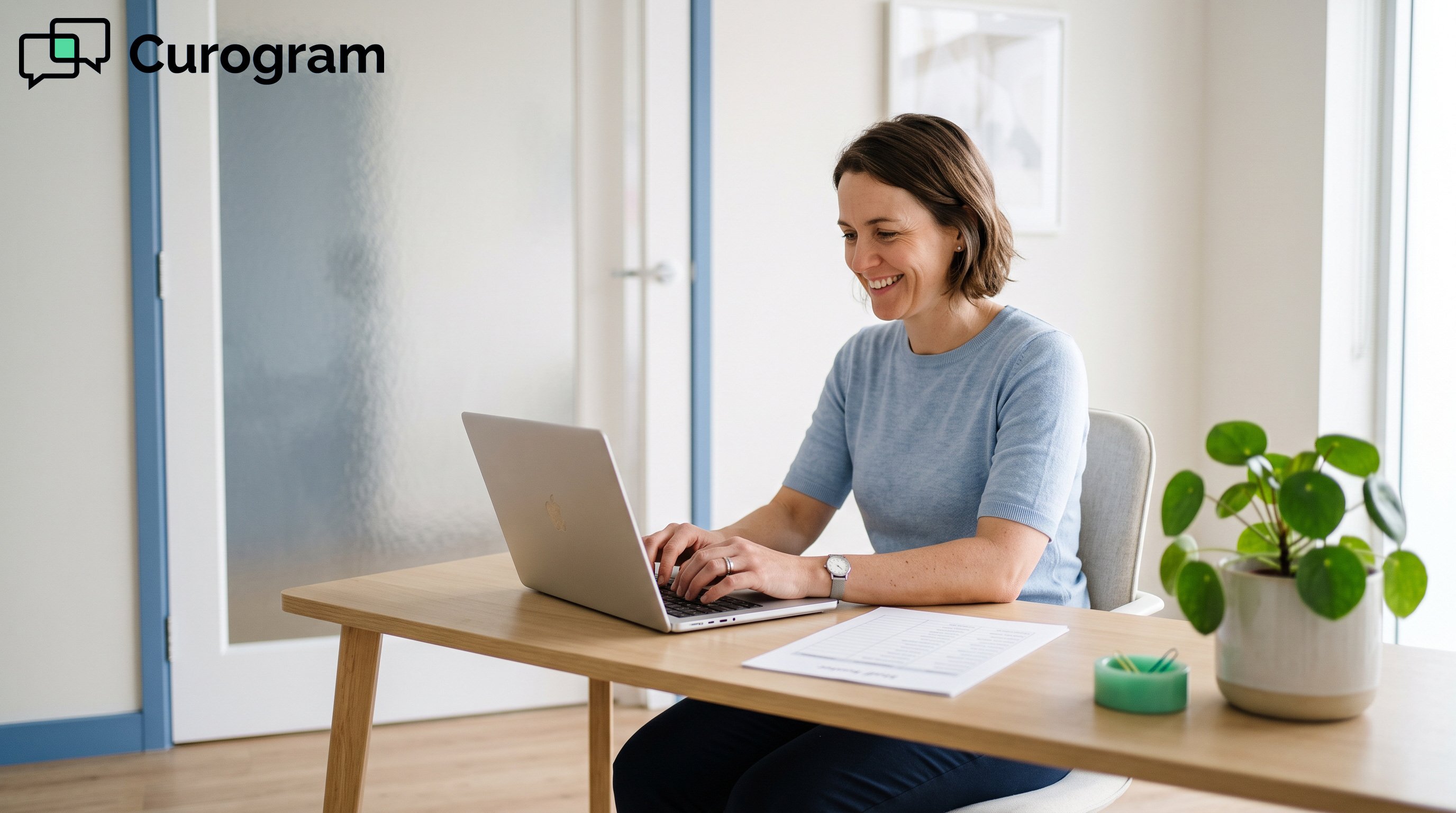 A practice administrator working alone in a small clinic back office