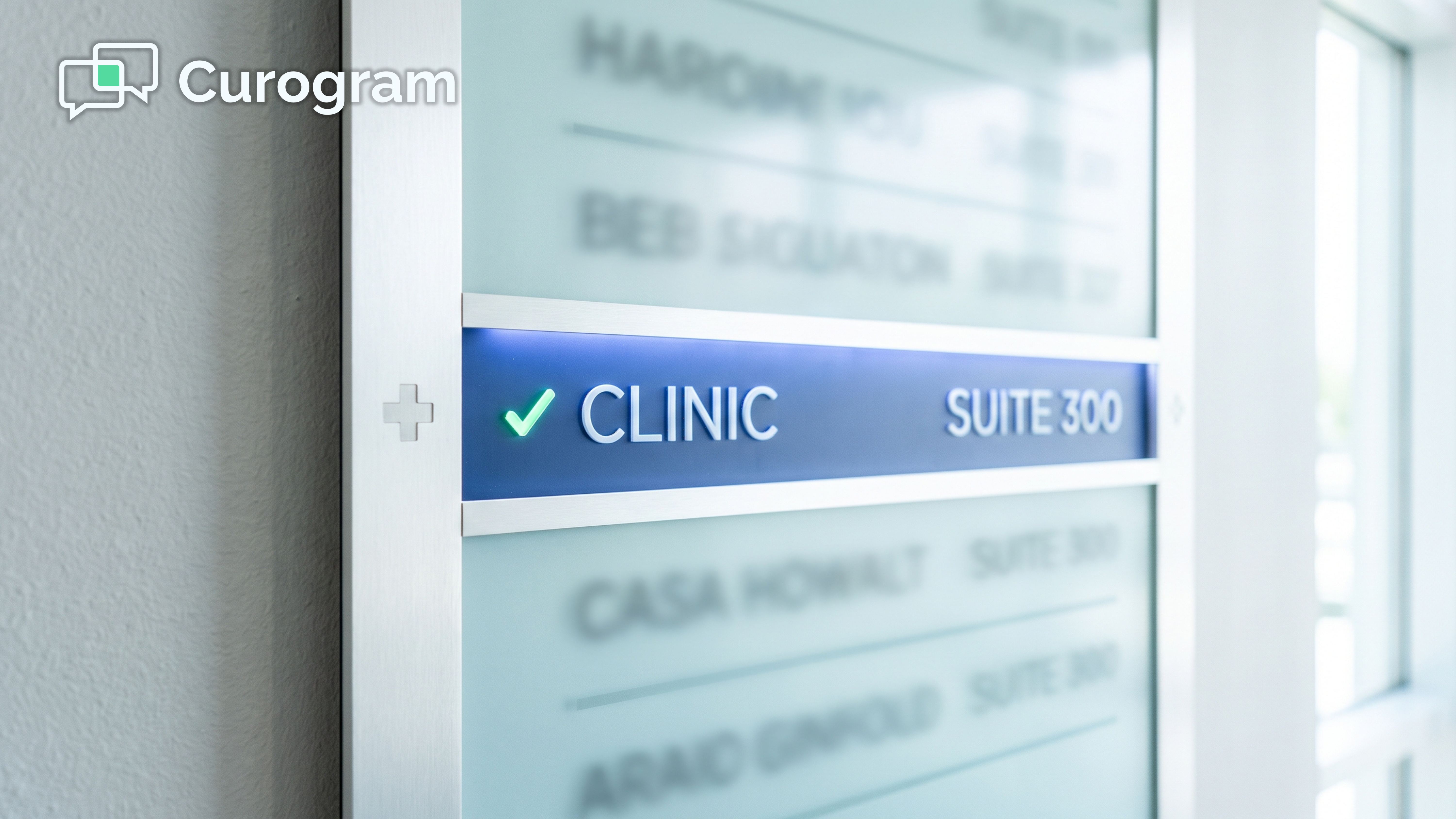 Lit listing on a medical building directory, a symbol of a verified clinic texting number