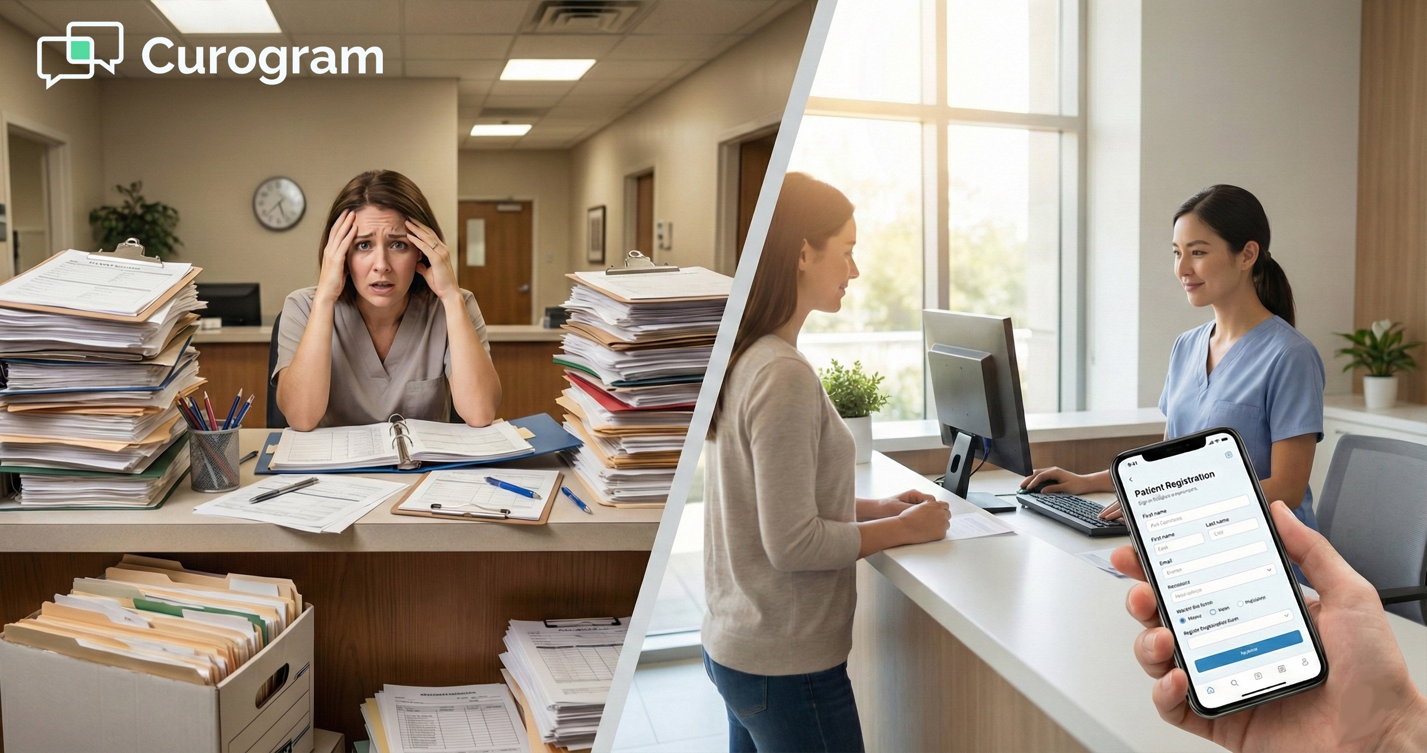 Comparison of a stressed paper-based medical office vs. efficient digital patient check-in