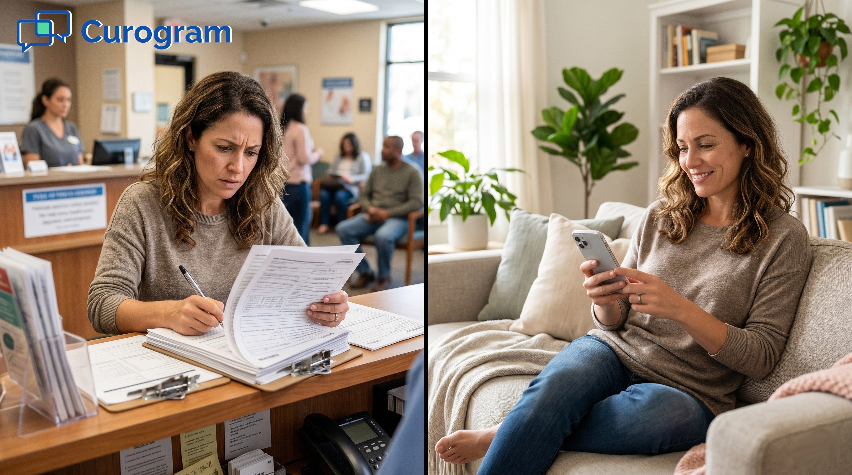 Comparing stressful clinic paper intake to calm digital intake at home