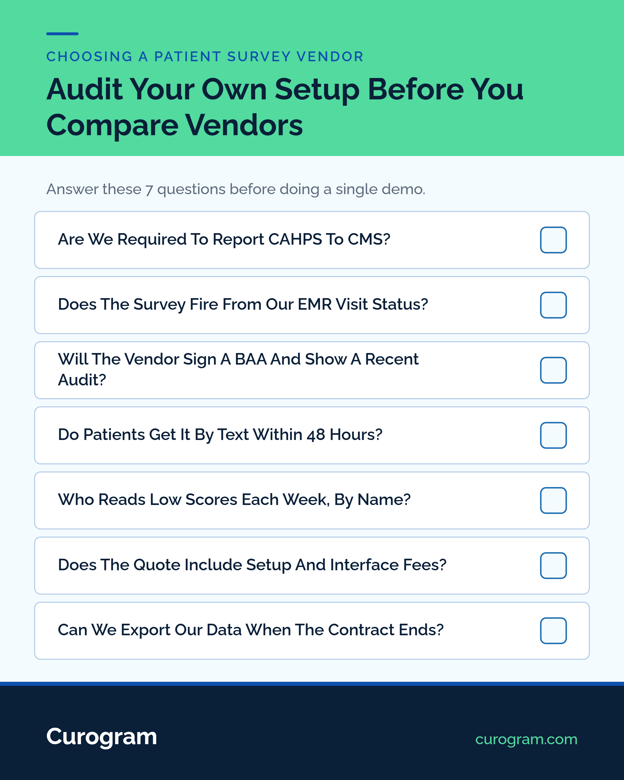 Checklist for choosing the right patient survey company for a practice