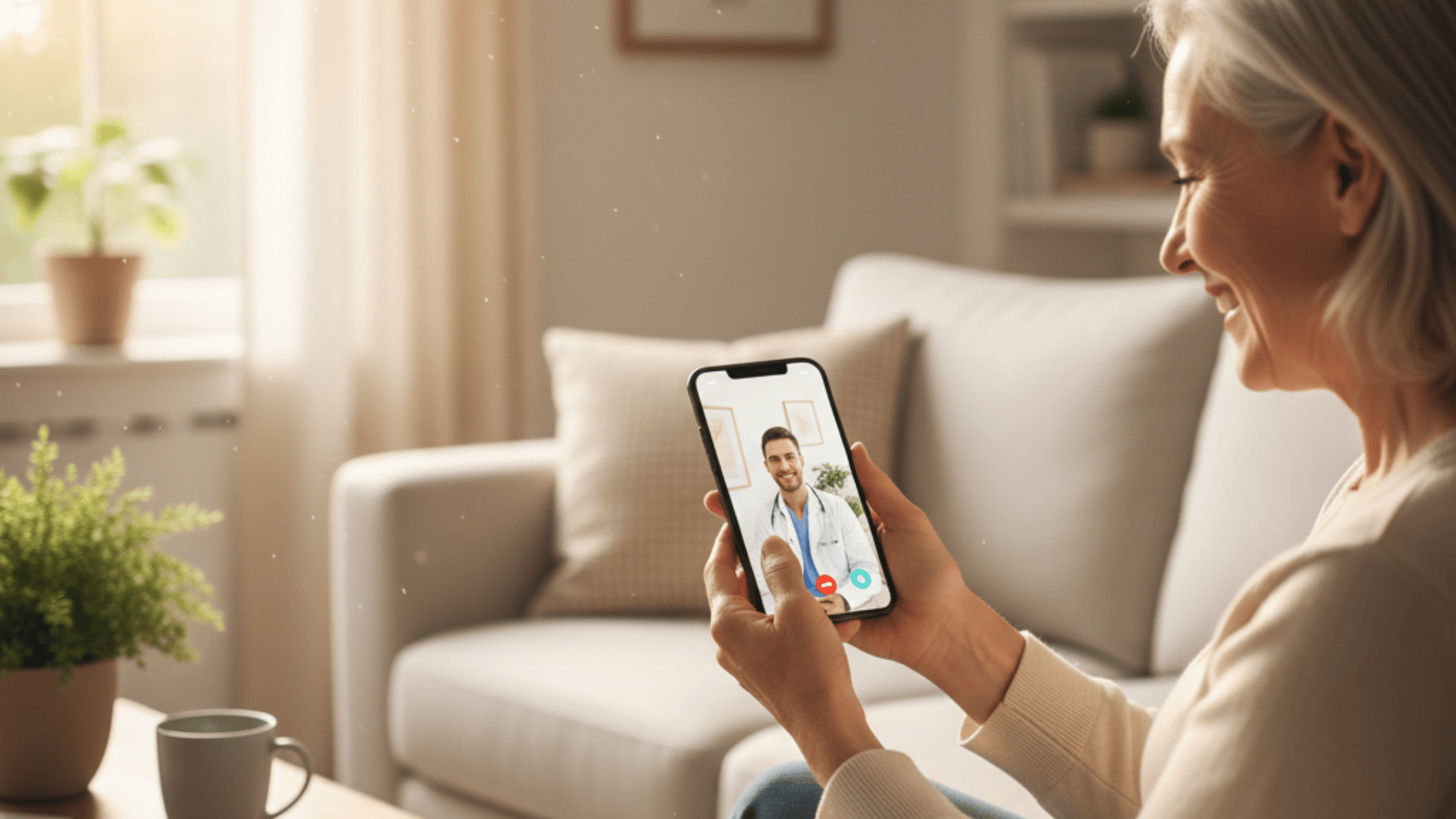 Patient joining a telehealth video visit from home on a smartphone