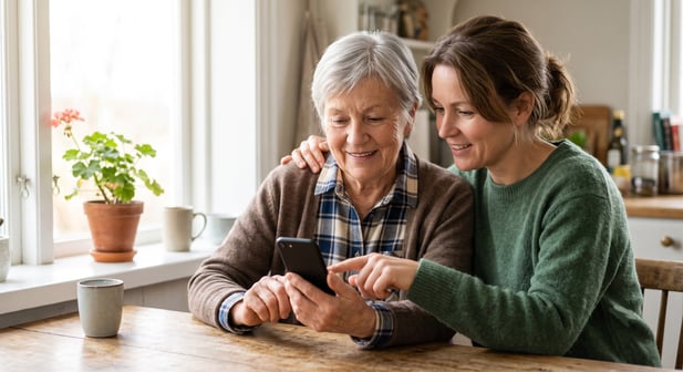 Caregiver support for an elderly patient using telehealth technology in a home environment