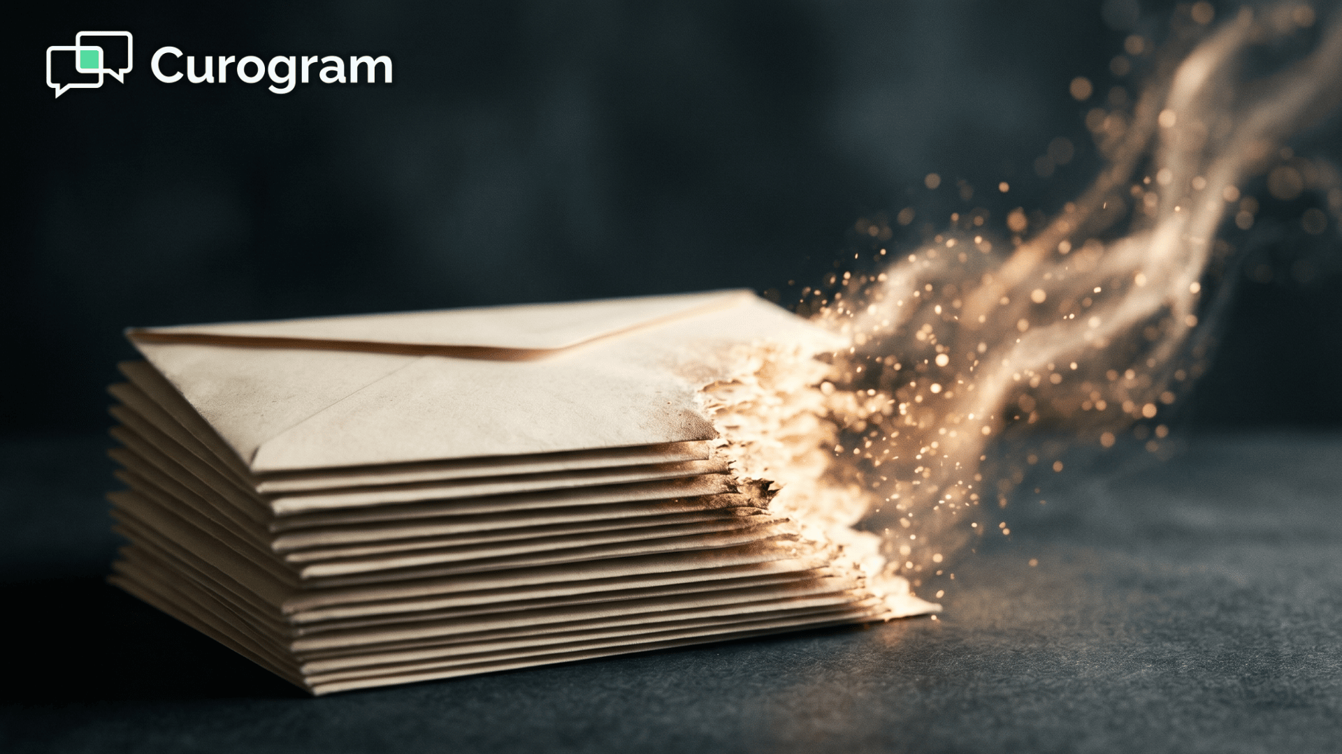Stack of paper envelopes dissolving into light, symbolizing the end of paper billing.